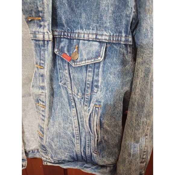 Vtg Big Smith Trucker jean jacket men's Sz LG Mustang World War II USA - Picture 5 of 10